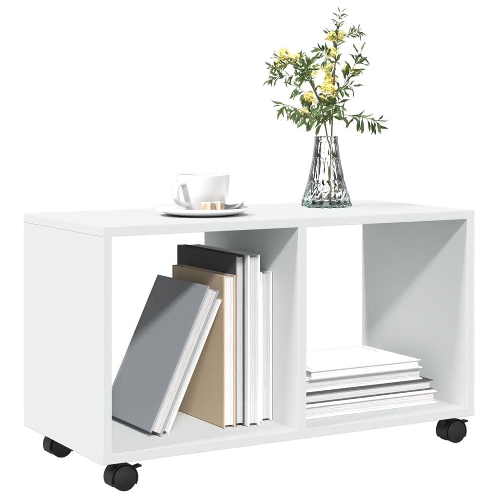 vidaXL Szafka na kółkach, biała 72x33x42,5 cm, materiał drewnopochodny
