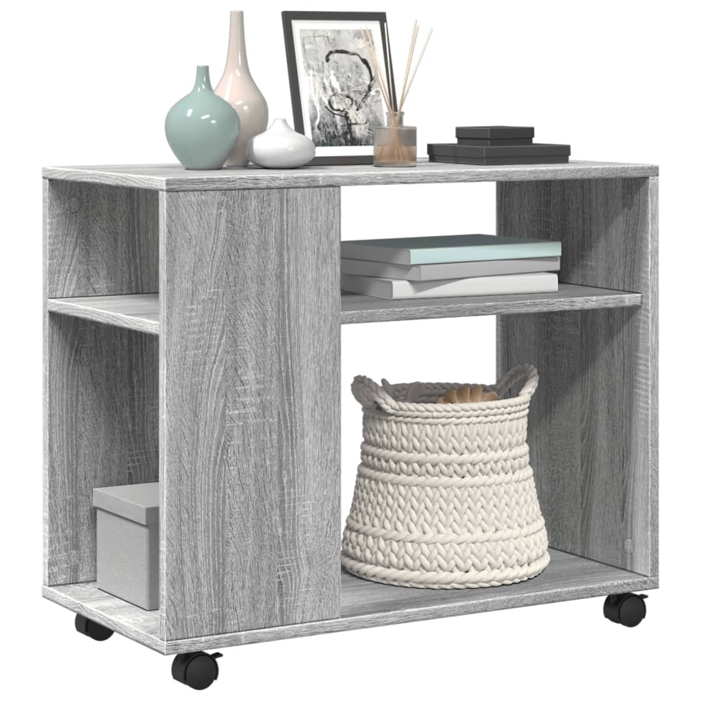 vidaXL Stolik boczny na kółkach, szary dąb sonoma, 70x35x60 cm