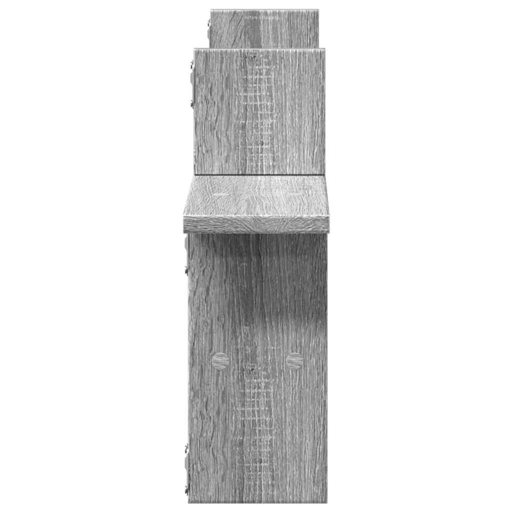 vidaXL Półki ścienne, 2 szt., szary dąb sonoma, 38x12x38 cm