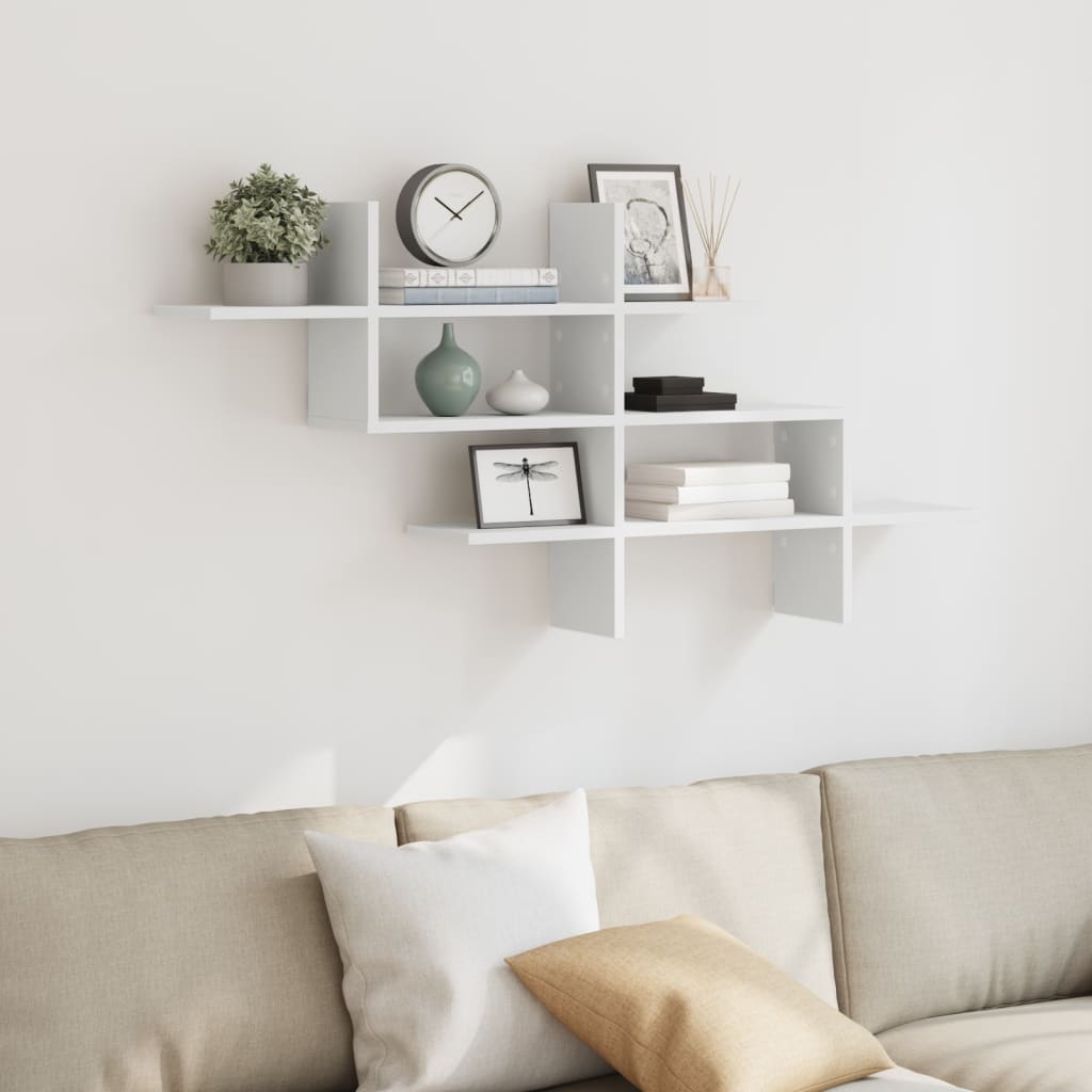 vidaXL Półka wisząca, biała, 124,5x18x60,5 cm, materiał drewnopochodny