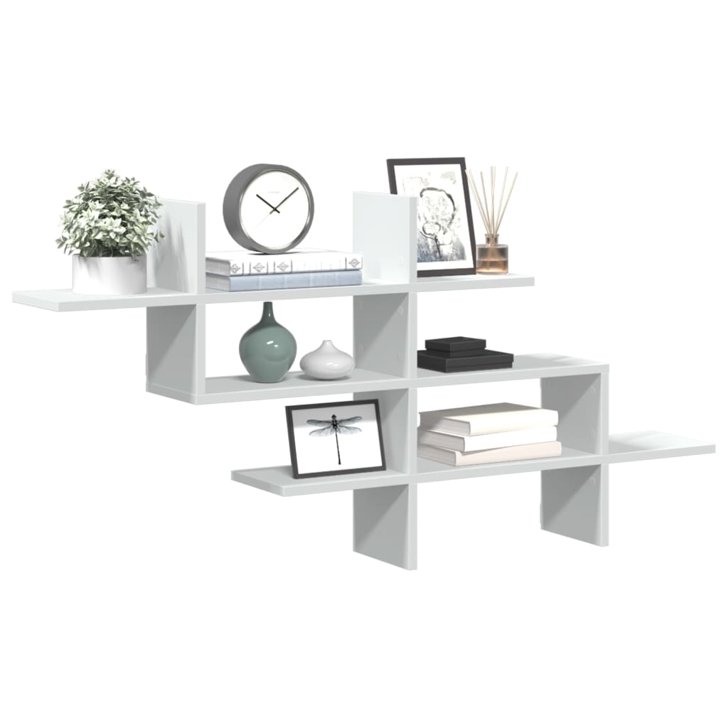 vidaXL Półka wisząca, biała, 124,5x18x60,5 cm, materiał drewnopochodny
