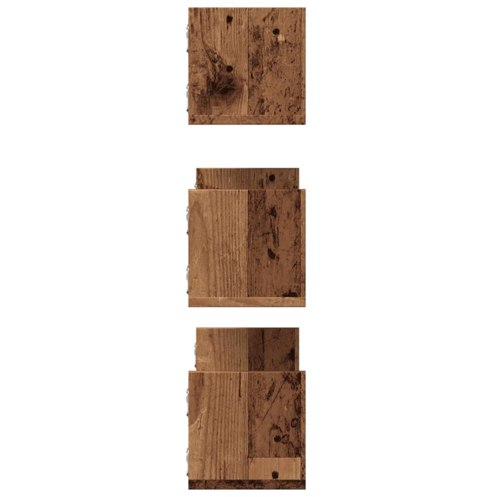 vidaXL Półki ścienne, 3 szt., stare drewno, 58x18x18 cm
