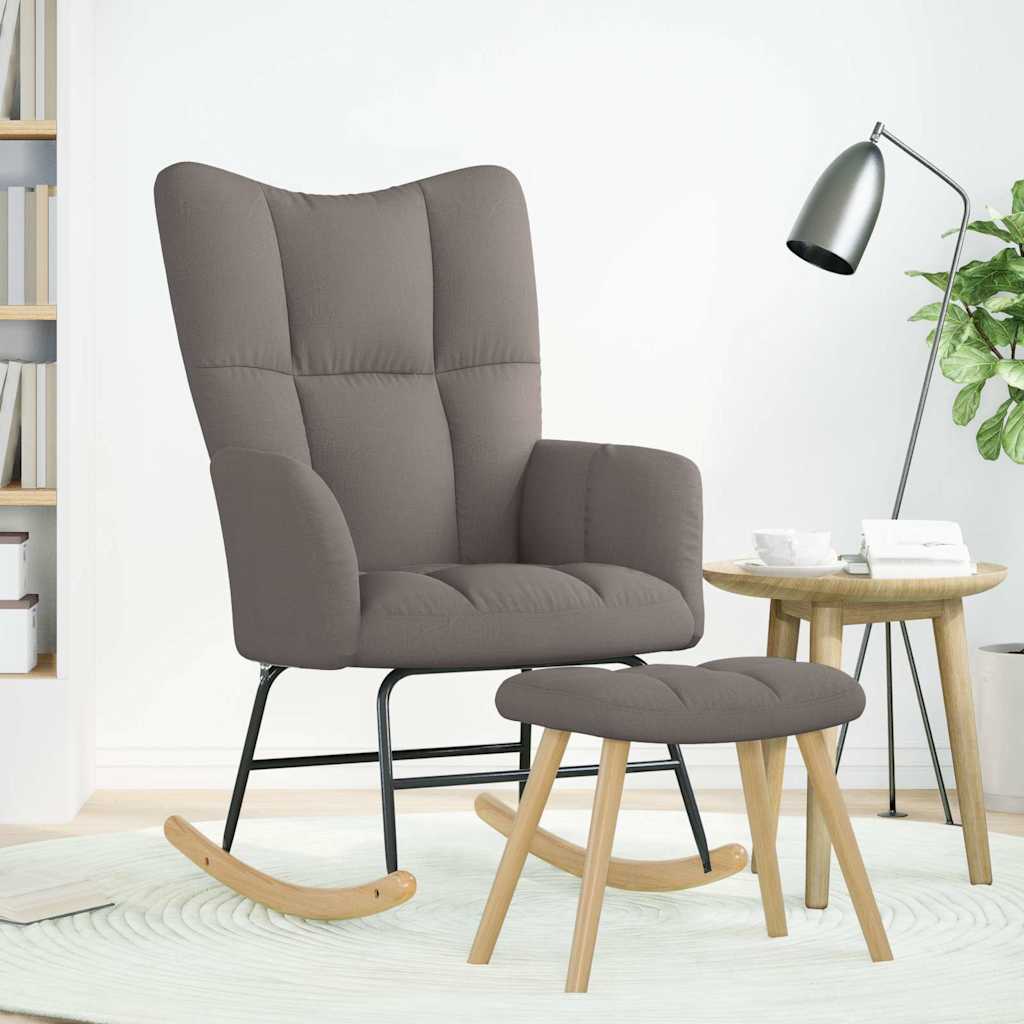 vidaXL Fotel bujany z podnóżkiem, kolor taupe, obity tkaniną