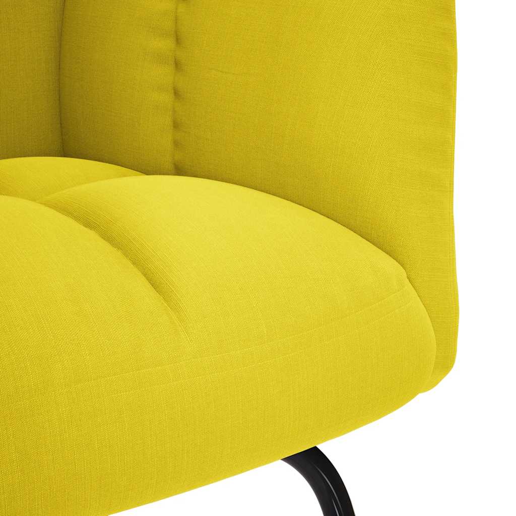 vidaXL Fotel bujany z podnóżkiem Tkanina jasnożółta