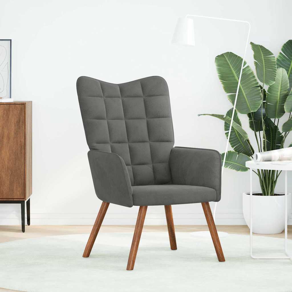 vidaXL Fotel, ciemnoszary, obity aksamitem