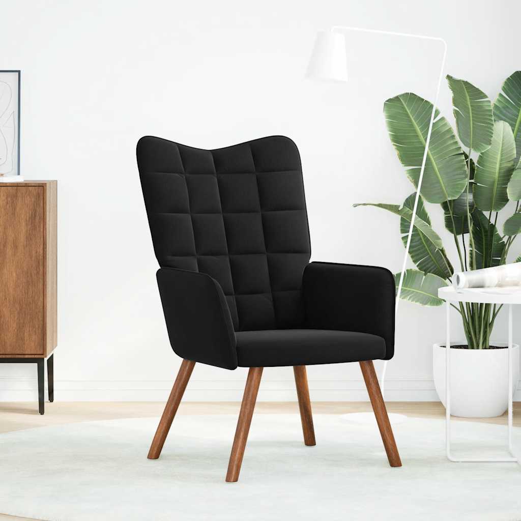 vidaXL Fotel, czarny, obity aksamitem