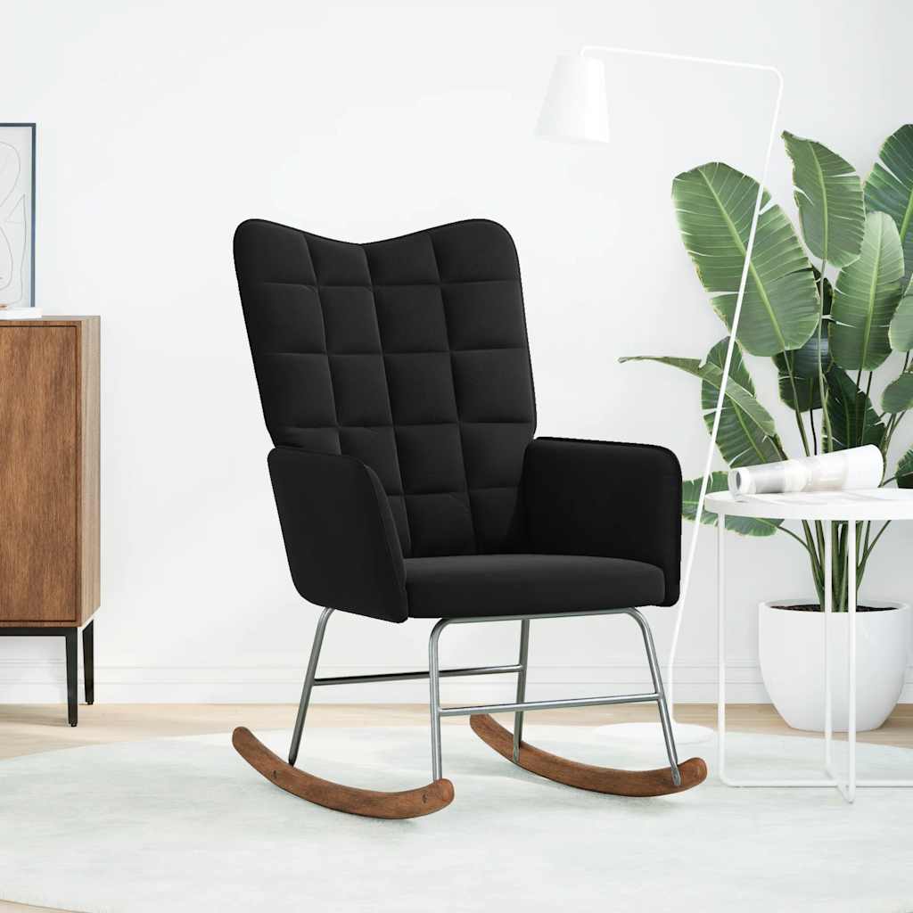 vidaXL Fotel bujany, czarny, tapicerowany aksamitem