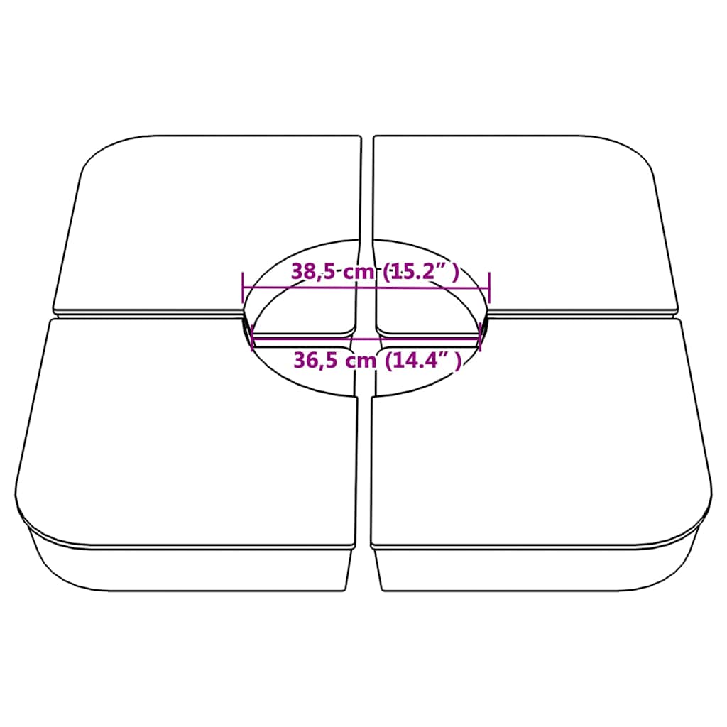 vidaXL Podstawa do parasola, 4-cz., 100 kg, PP