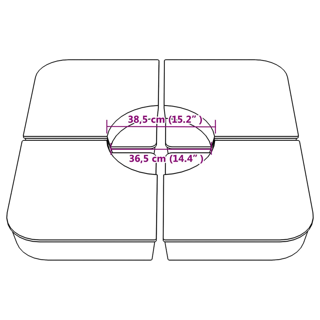 vidaXL Podstawa do parasola, 4-cz., 100 kg, PP