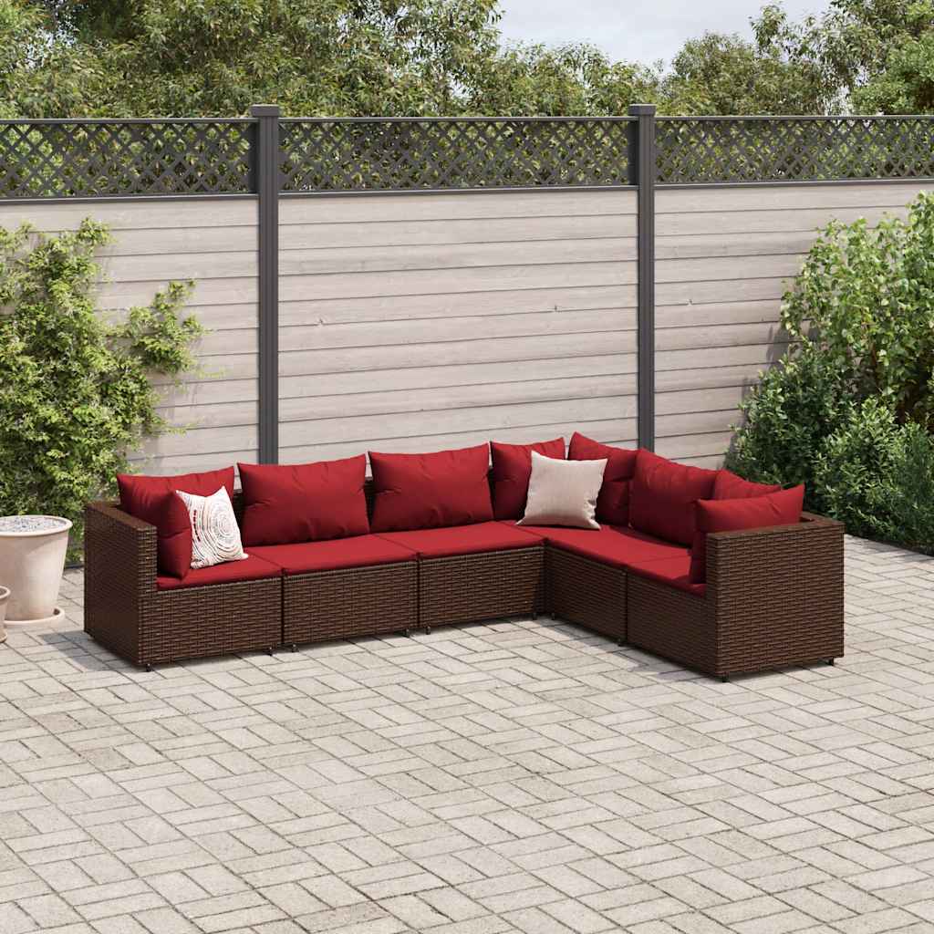 vidaXL 6-cz zestaw wypoczynkowy do ogrodu, poduszki, brązowy rattan PE