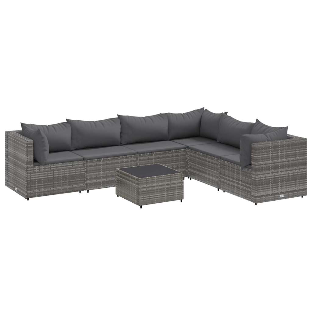 vidaXL 7-cz. zestaw wypoczynkowy do ogrodu, poduszki, szary, rattan PE