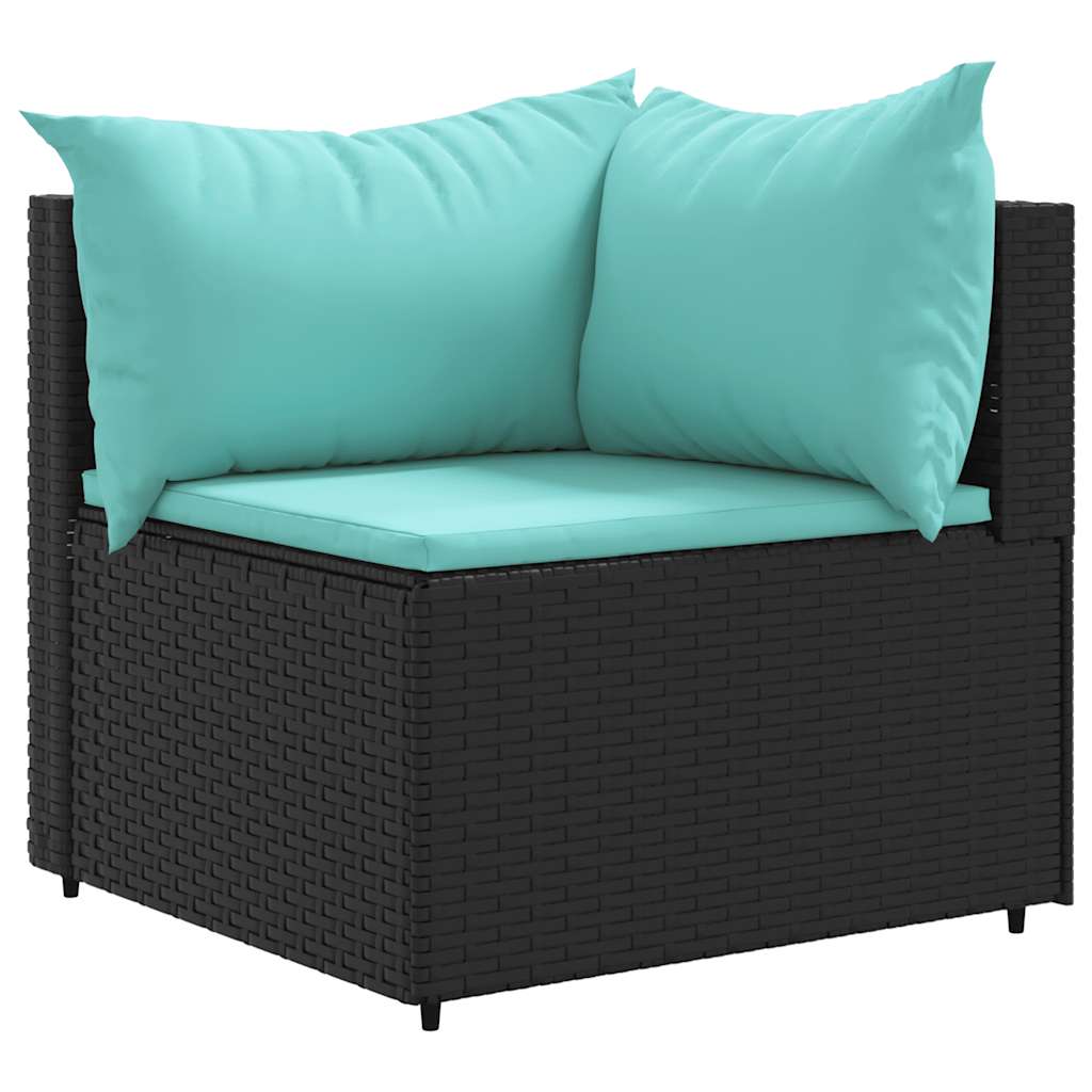 vidaXL 7-cz. zestaw wypoczynkowy do ogrodu, poduszki, czarny rattan PE