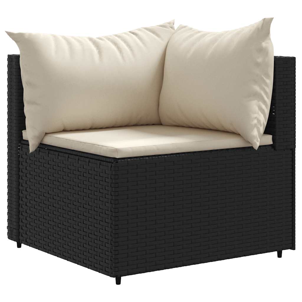 vidaXL 7-cz. zestaw wypoczynkowy do ogrodu, poduszki, czarny rattan PE