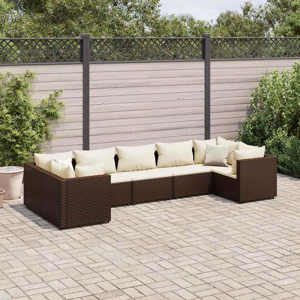 vidaXL 7-cz. zestaw wypoczynkowy do ogrodu, z poduszkami, rattan PE