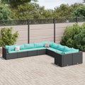 vidaXL 10-cz. zestaw wypoczynkowy do ogrodu, z poduszkami, czarny
