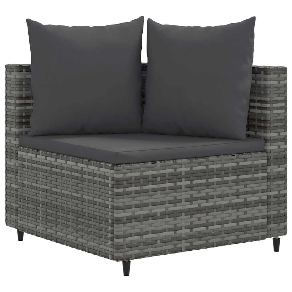 vidaXL 3-częściowa sofa do ogrodu, z poduszkami, szara, polirattanowa