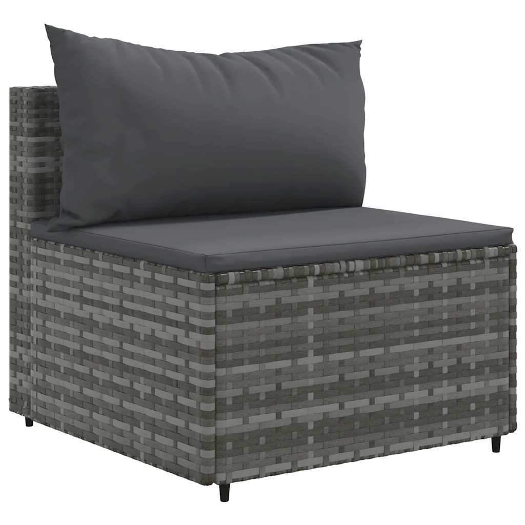 vidaXL 3-częściowa sofa do ogrodu, z poduszkami, szara, polirattanowa