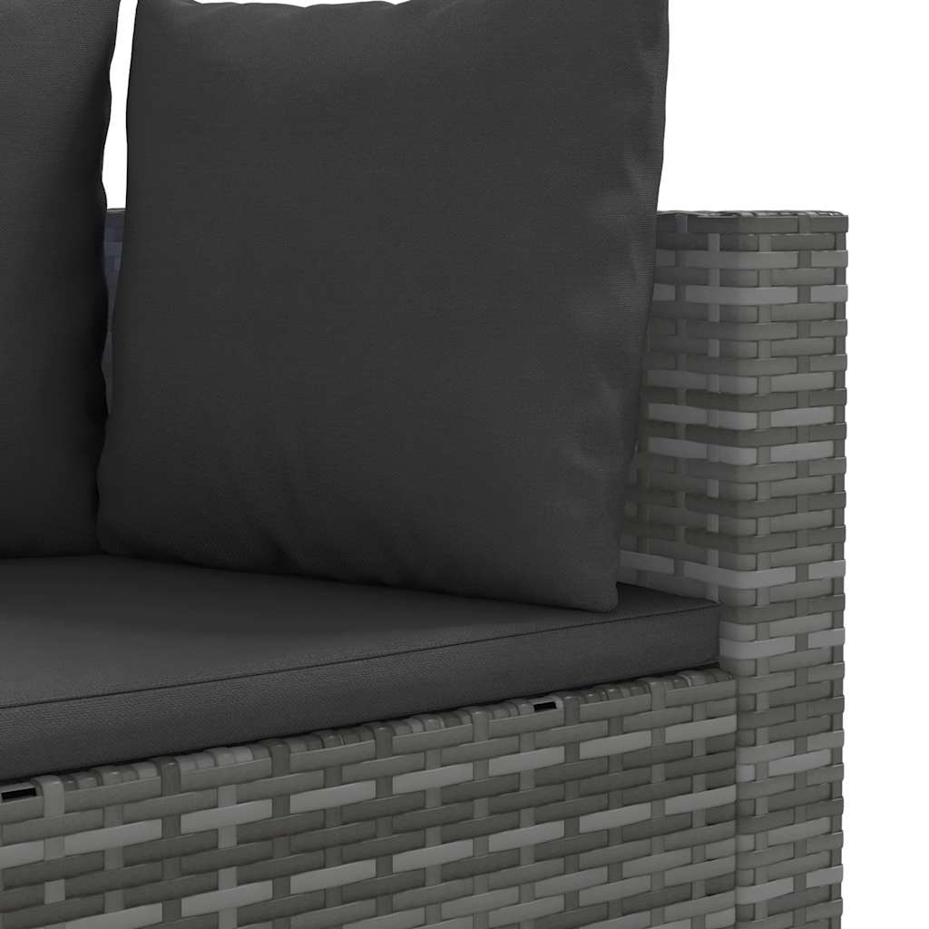 vidaXL 3-częściowa sofa do ogrodu, z poduszkami, szara, polirattanowa