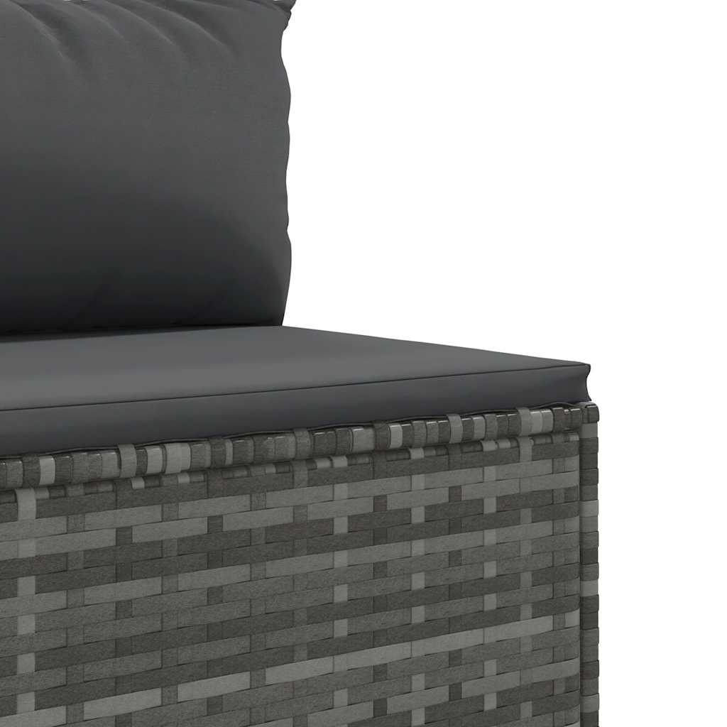 vidaXL 3-częściowa sofa do ogrodu, z poduszkami, szara, polirattanowa