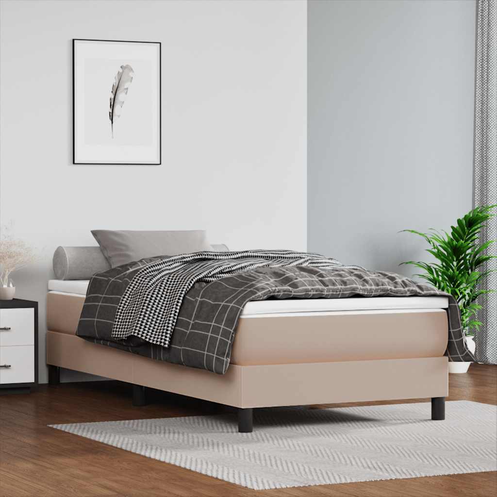 vidaXL Materac kieszeniowy dla dzieci, średnia twardość, cappuccino, 80x160 cm, ekoskóra
