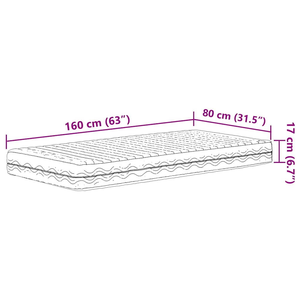 vidaXL Dziecięcy materac piankowy, biały, 80x160 cm, twardość H2/H3