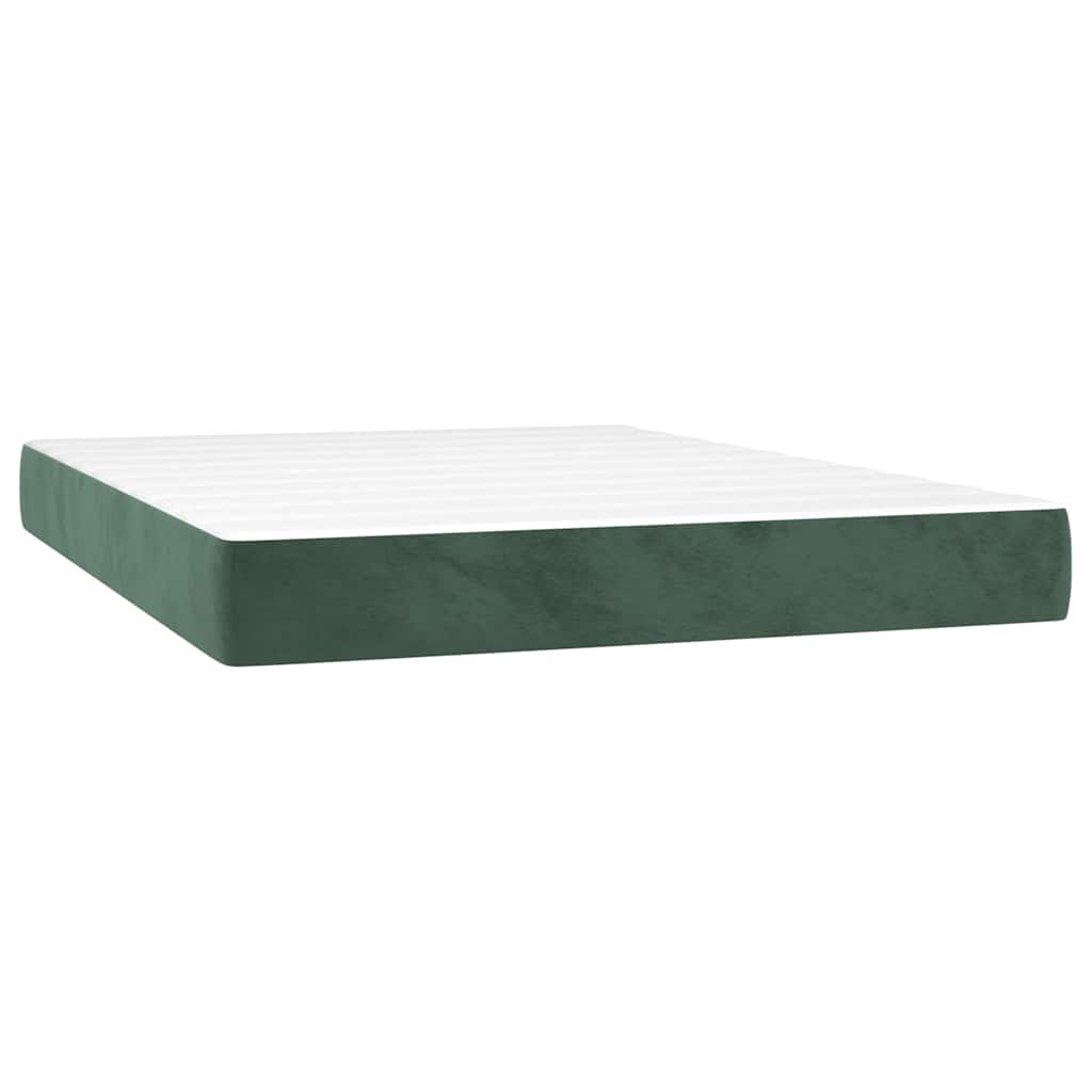vidaXL Materac kieszeniowy, średnia twardość, ciemnozielony, 120x210x20 cm, aksamit