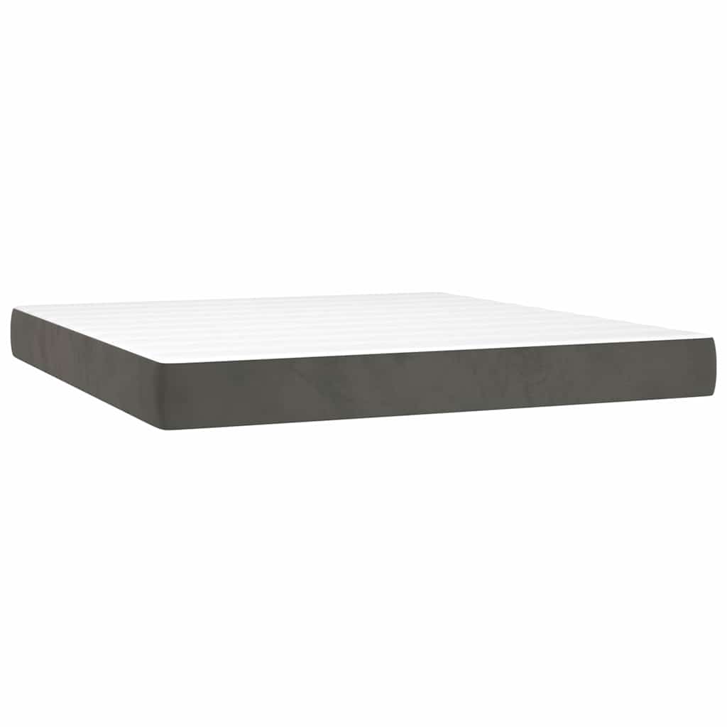vidaXL Materac kieszeniowy, średnia twardość, ciemnoszary, 160x210x20 cm, aksamit