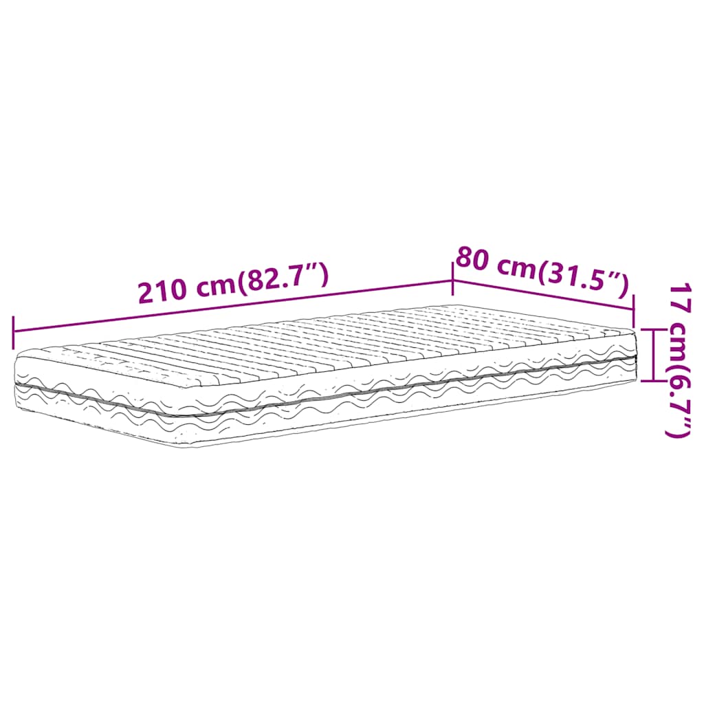 vidaXL Materac piankowy, biały, 80x210 cm, twardość H2/H3