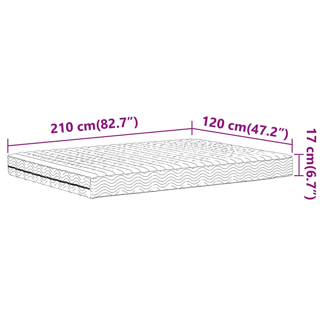 vidaXL Materac piankowy, biały, 120x210 cm, twardość H2/H3