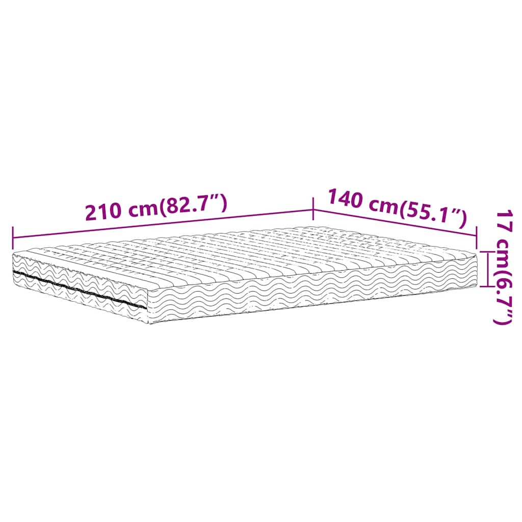 vidaXL Materac piankowy, biały, 140x210 cm, twardość H2/H3
