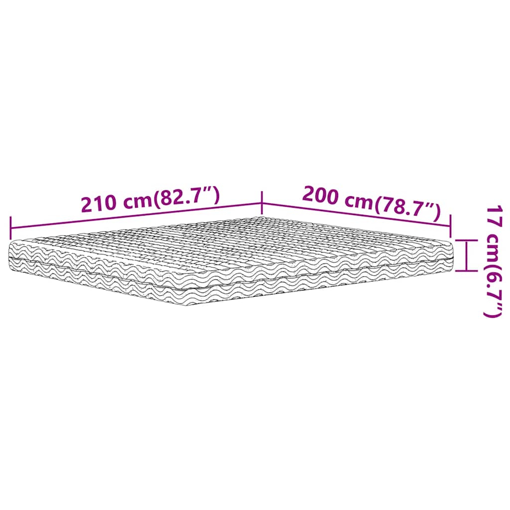 vidaXL Materac piankowy, biały, 200x210 cm, twardość H2/H3