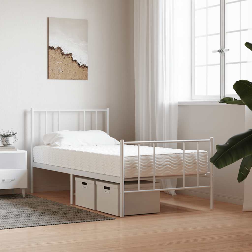 vidaXL Materac piankowy, biały, 90x220 cm, twardość H2/H3