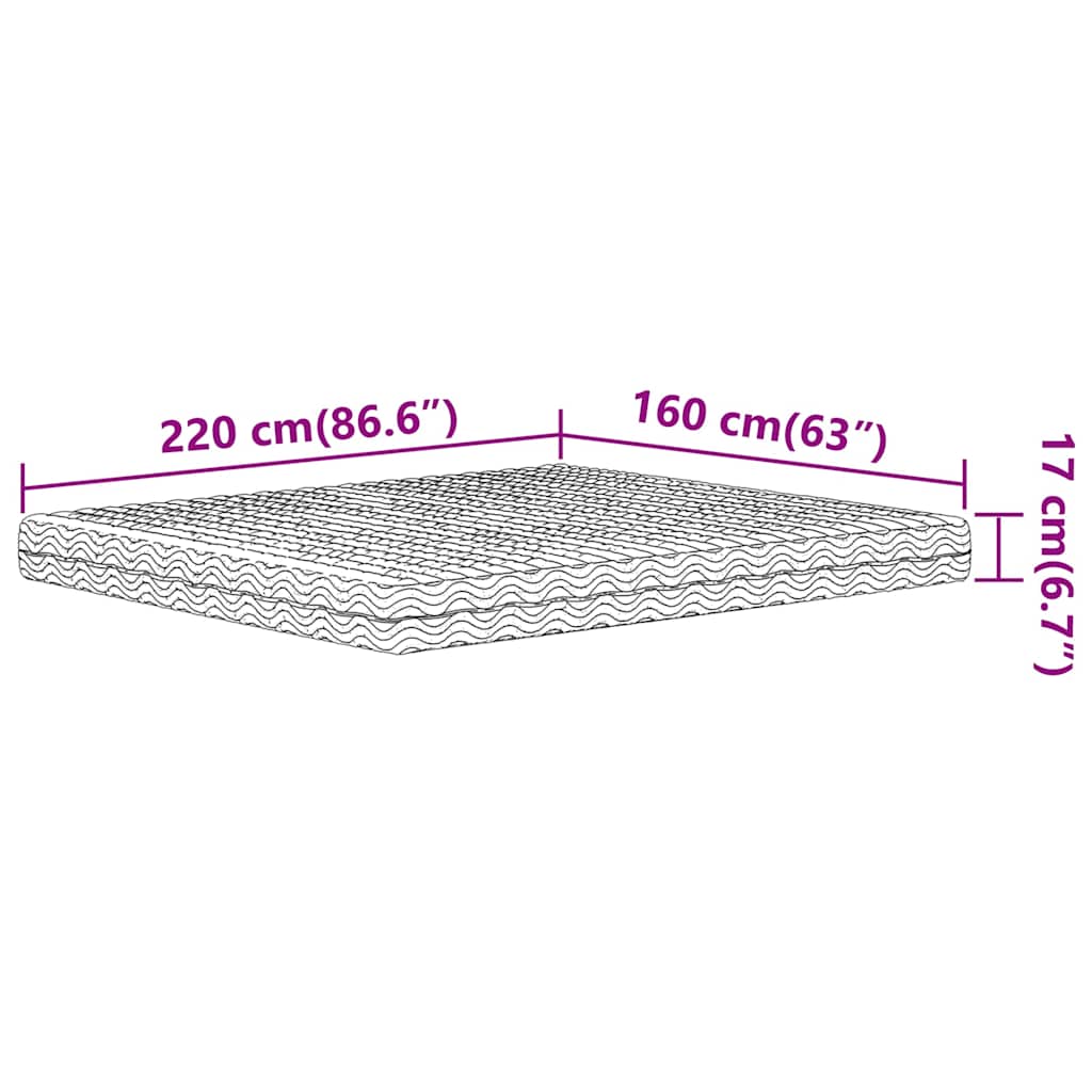 vidaXL Materac piankowy, biały, 160x220 cm, twardość H2/H3