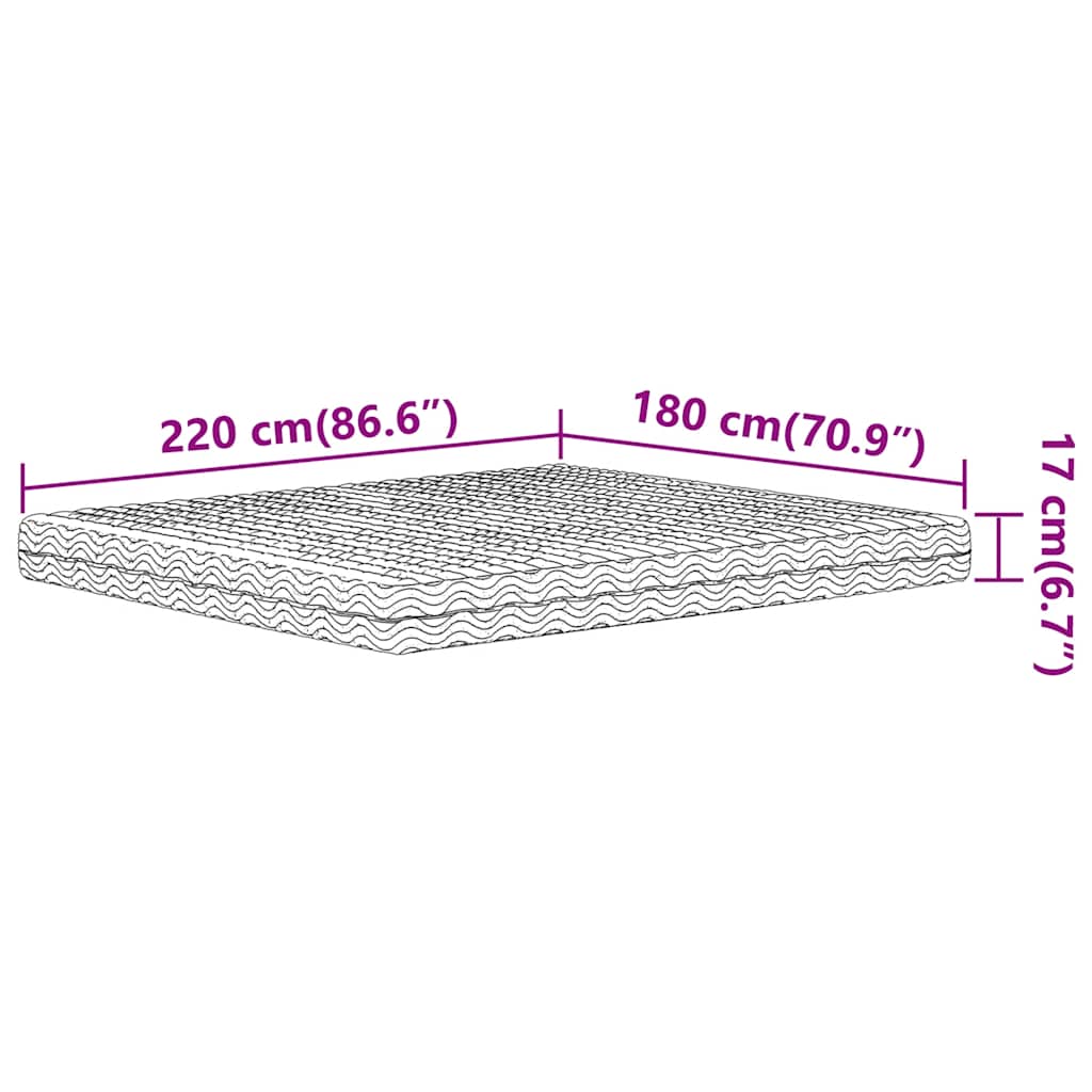 vidaXL Materac piankowy, biały, 180x220 cm, twardość H2/H3
