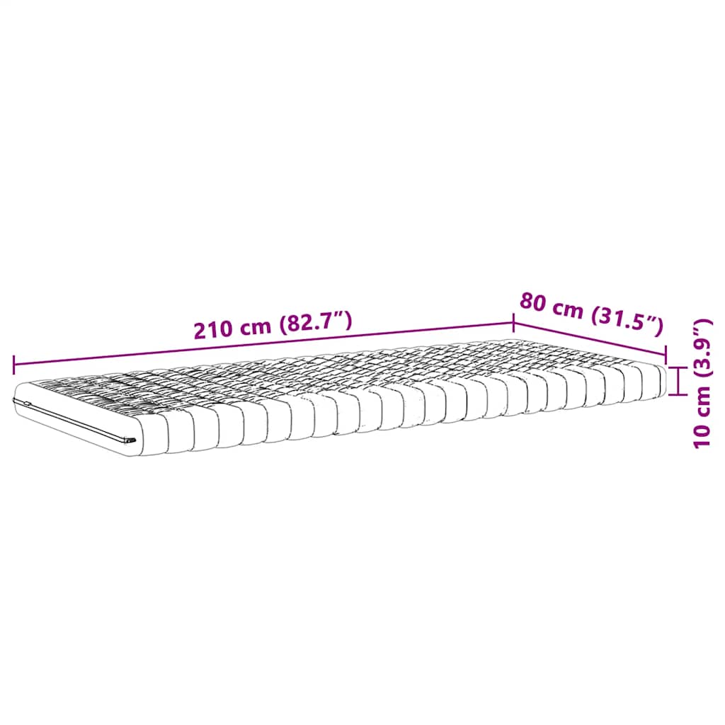 vidaXL Materac piankowy, biały, 80x210 cm, 7-strefowy, twardość 20 ILD