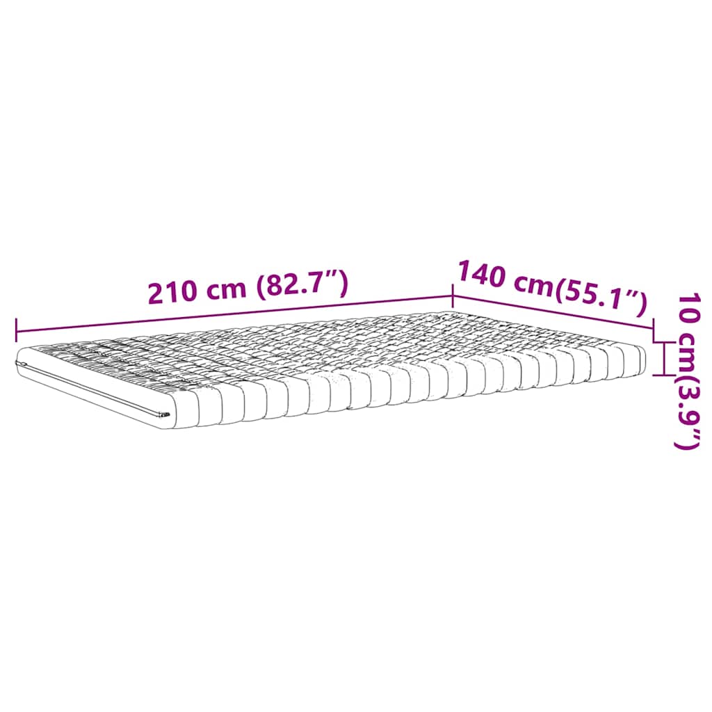 vidaXL Materac piankowy, biały 140x210 cm, 7-strefowy, twardość 20 ILD
