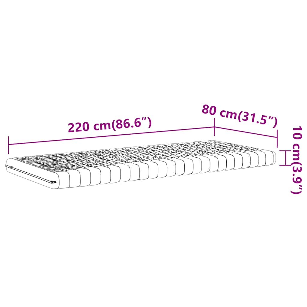 vidaXL Materac piankowy, biały, 80x220 cm, 7-strefowy, twardość 20 ILD