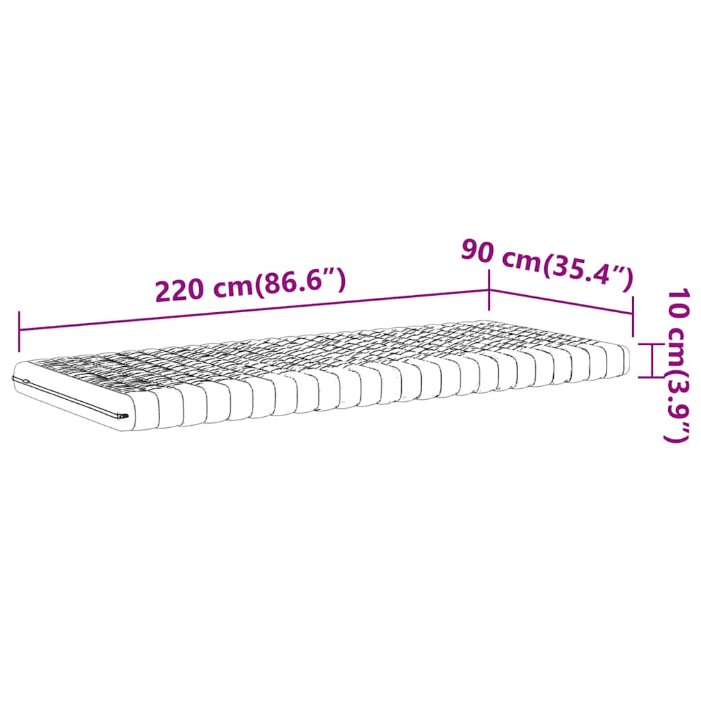 vidaXL Materac piankowy, biały, 90x220 cm, 7-strefowy, twardość 20 ILD