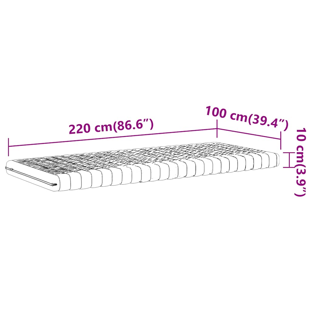 vidaXL Materac piankowy, biały, 100x220cm, 7-strefowy, twardość 20 ILD