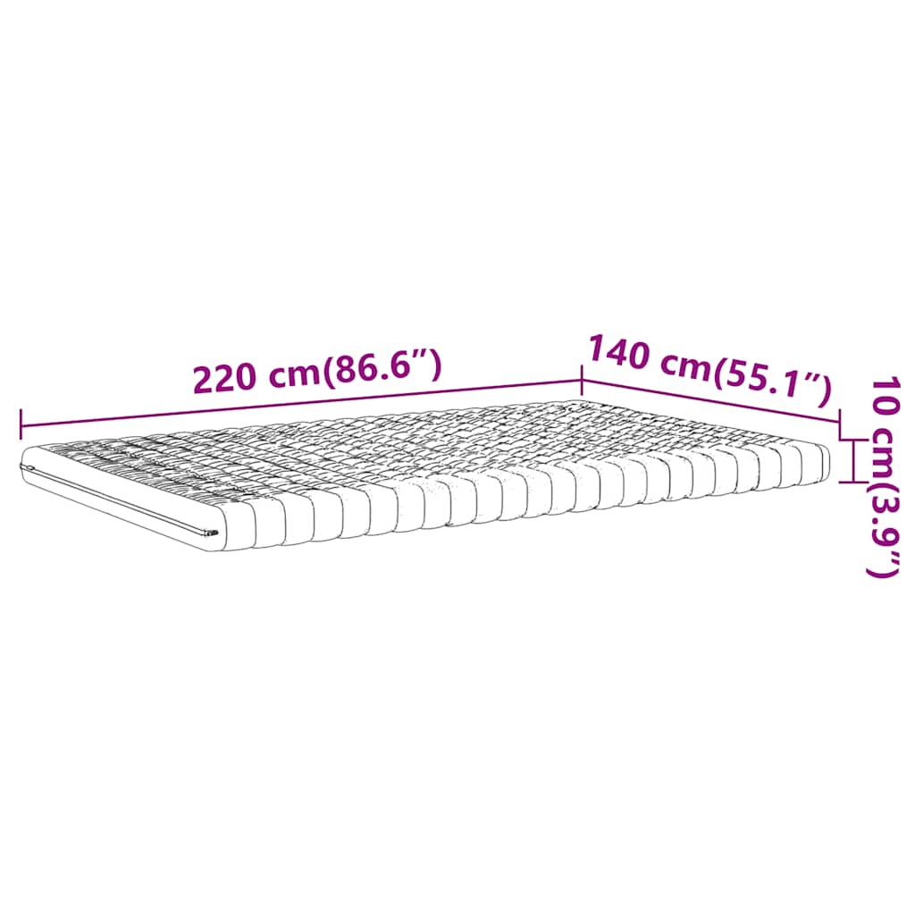 vidaXL Materac piankowy, biały 140x220 cm, 7-strefowy, twardość 20 ILD
