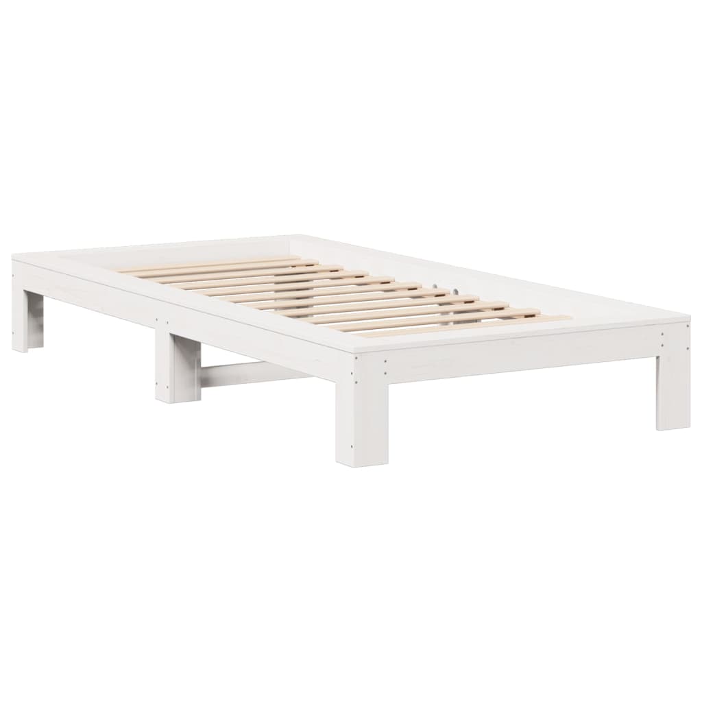 vidaXL Rama łóżka bez materaca, biała, 100x200 cm, lite drewno sosnowe