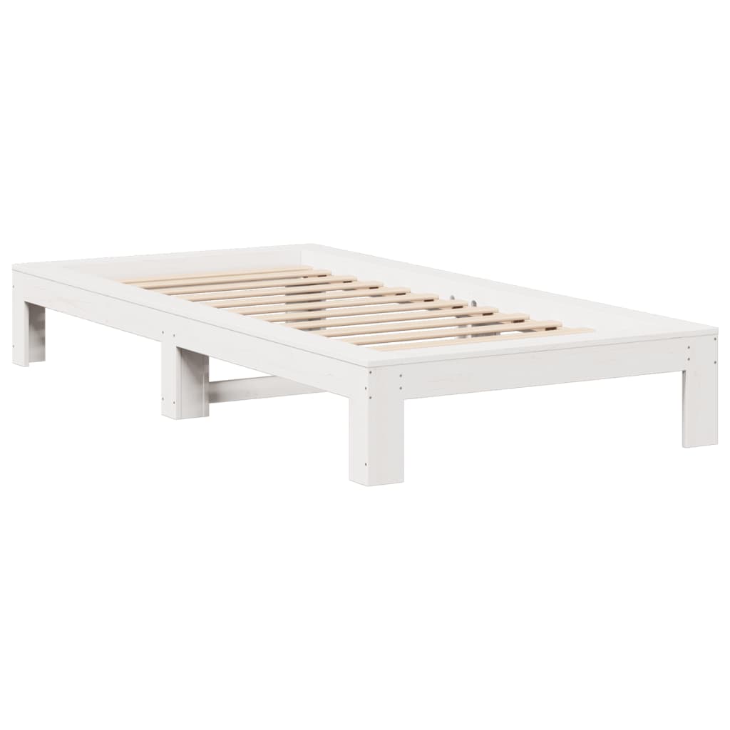 vidaXL Rama łóżka bez materaca, biała, 90x190 cm, lite drewno sosnowe