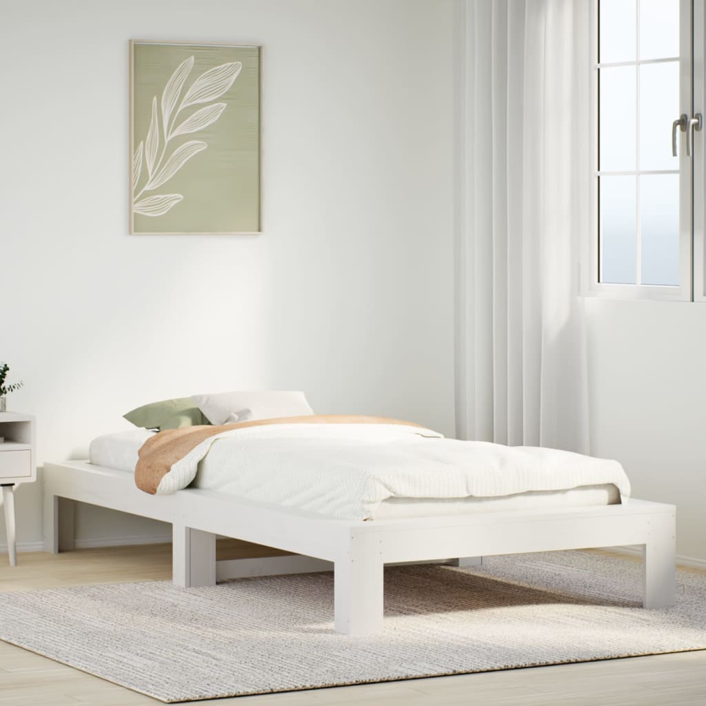 vidaXL Rama łóżka bez materaca, biała, 75x190 cm, lite drewno sosnowe