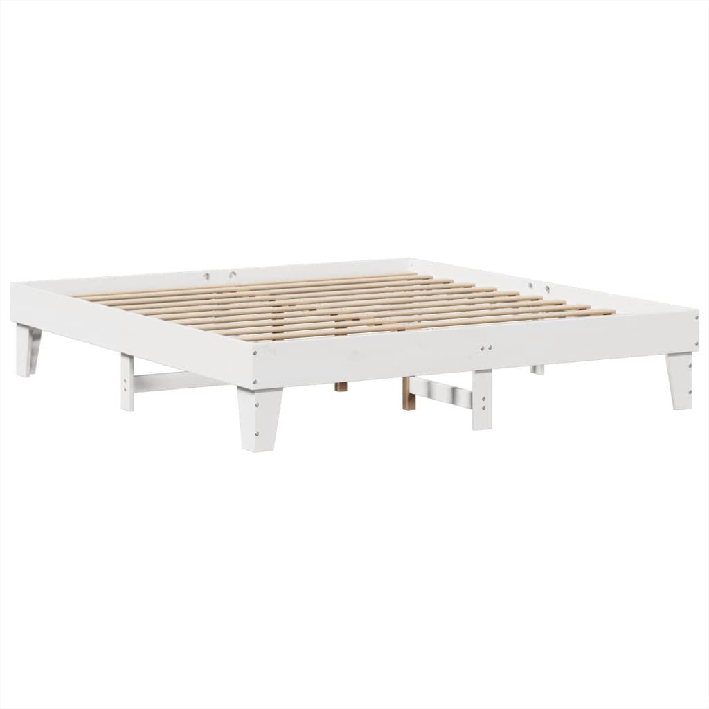 vidaXL Łóżko bez materaca, białe, 200x200 cm, lite drewno sosnowe
