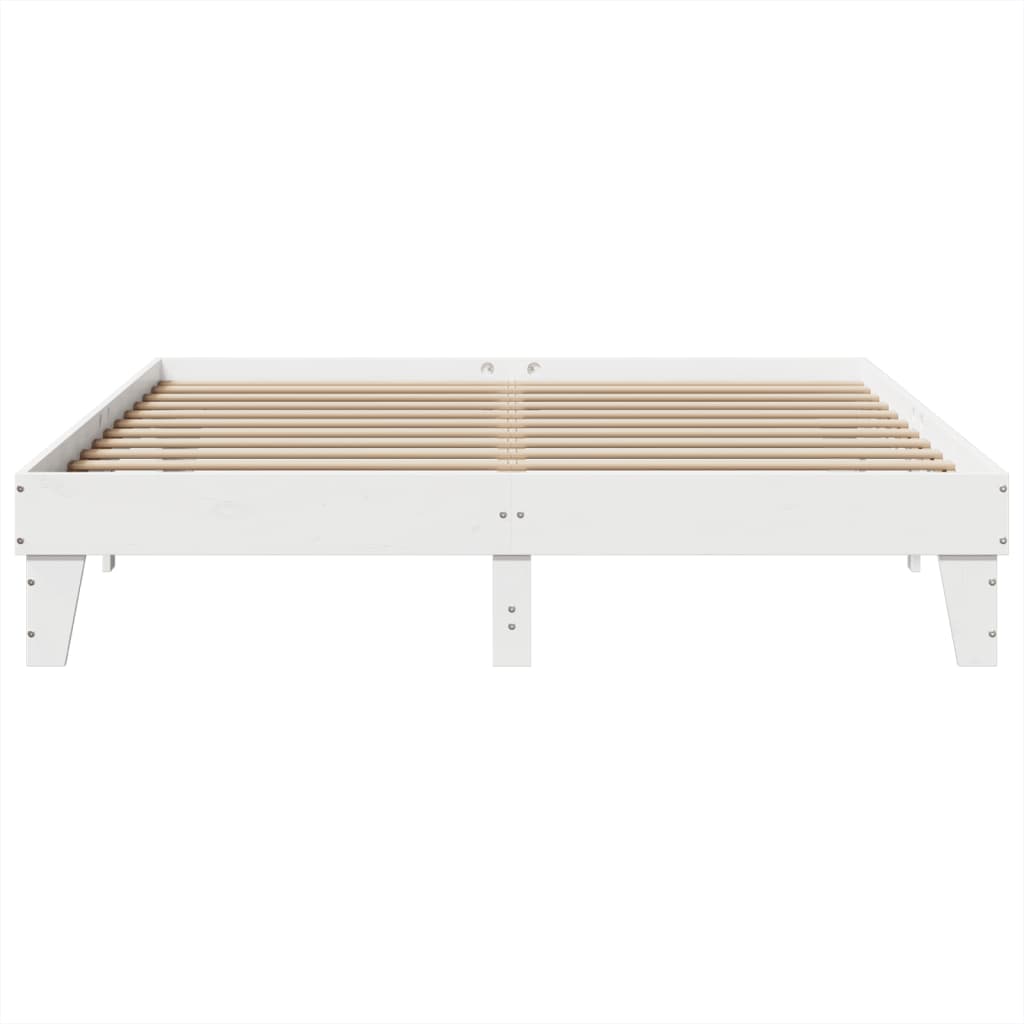 vidaXL Łóżko bez materaca, białe, 200x200 cm, lite drewno sosnowe