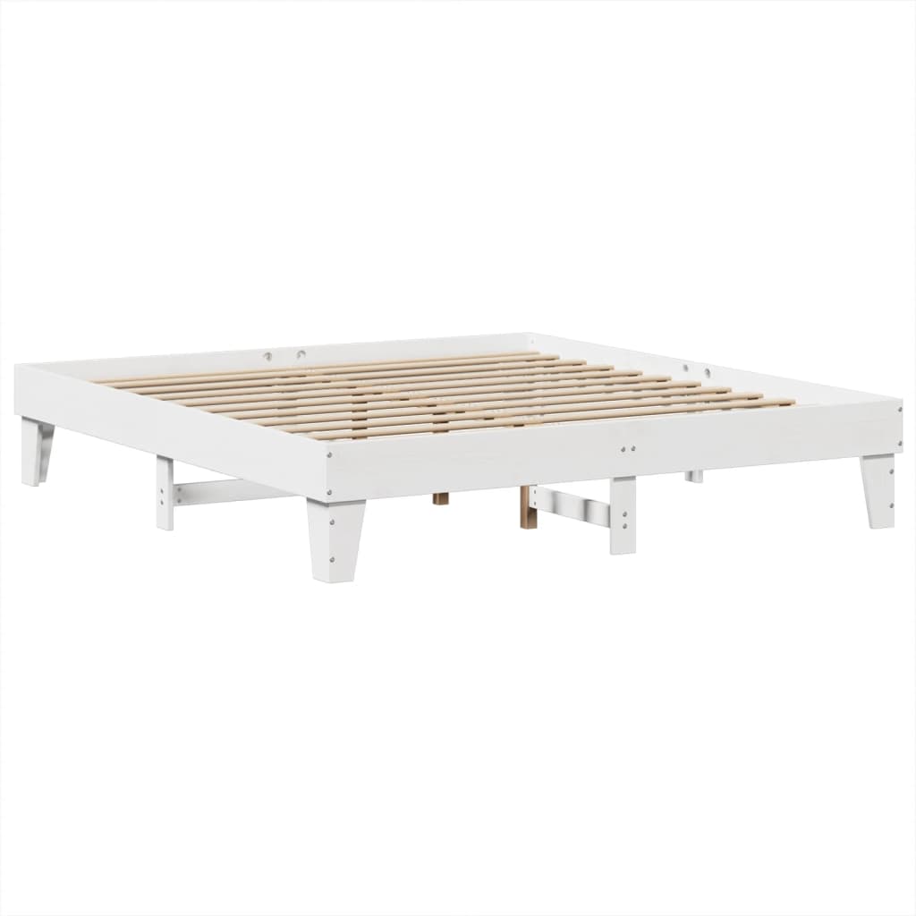 vidaXL Łóżko bez materaca, białe, 200x200 cm, lite drewno sosnowe