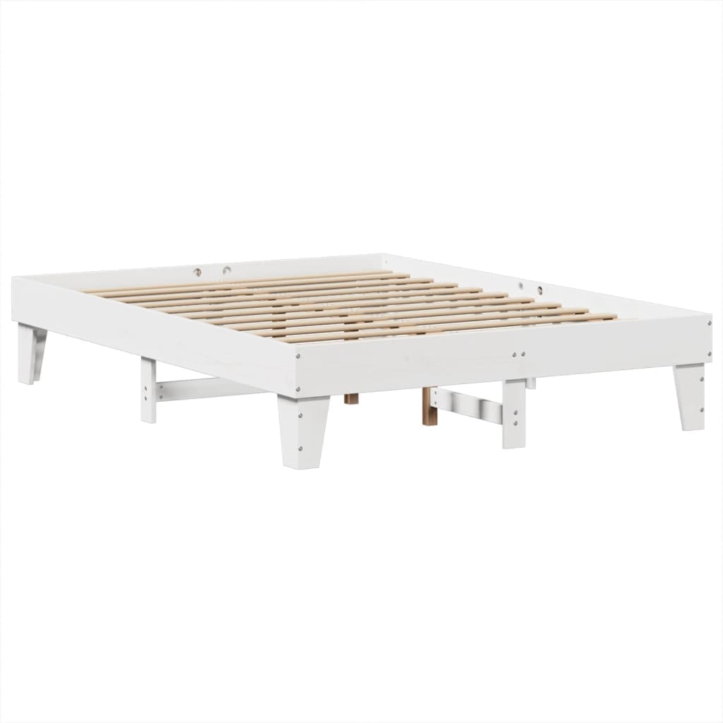 vidaXL Rama łóżka bez materaca, biała, 160x200 cm, lite drewno sosnowe