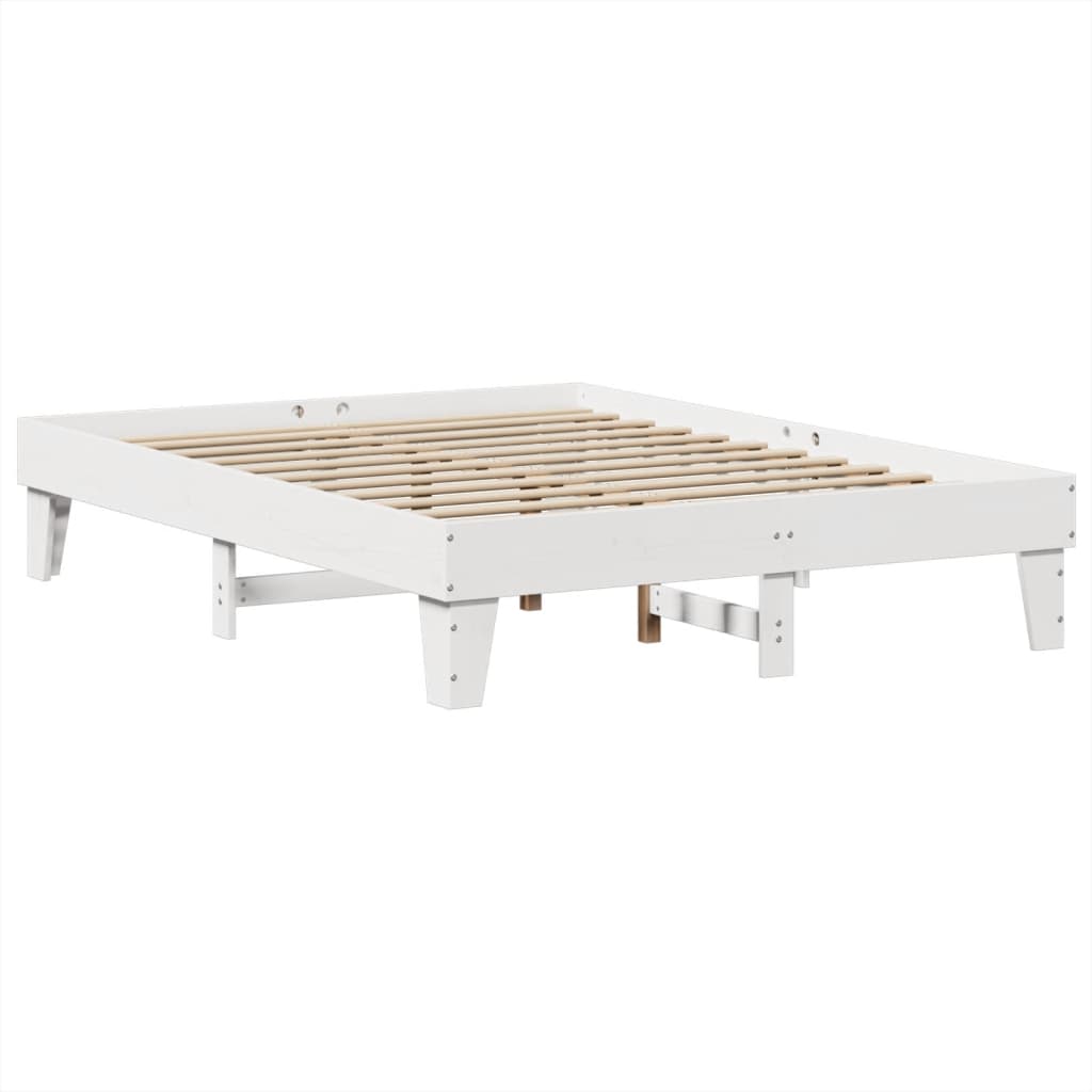 vidaXL Rama łóżka bez materaca, biała, 150x200 cm, lite drewno sosnowe