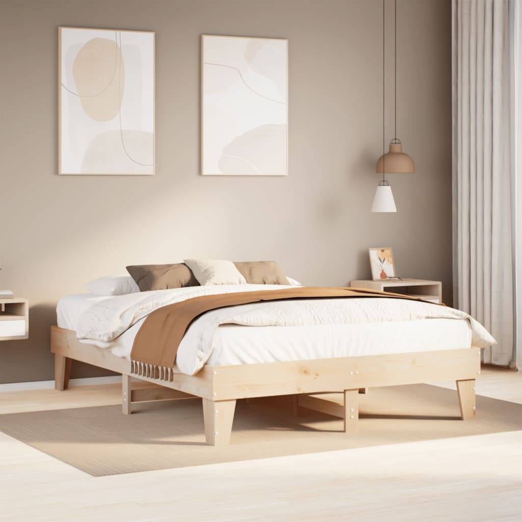 vidaXL Rama łóżka bez materaca, 140x200 cm, lite drewno sosnowe