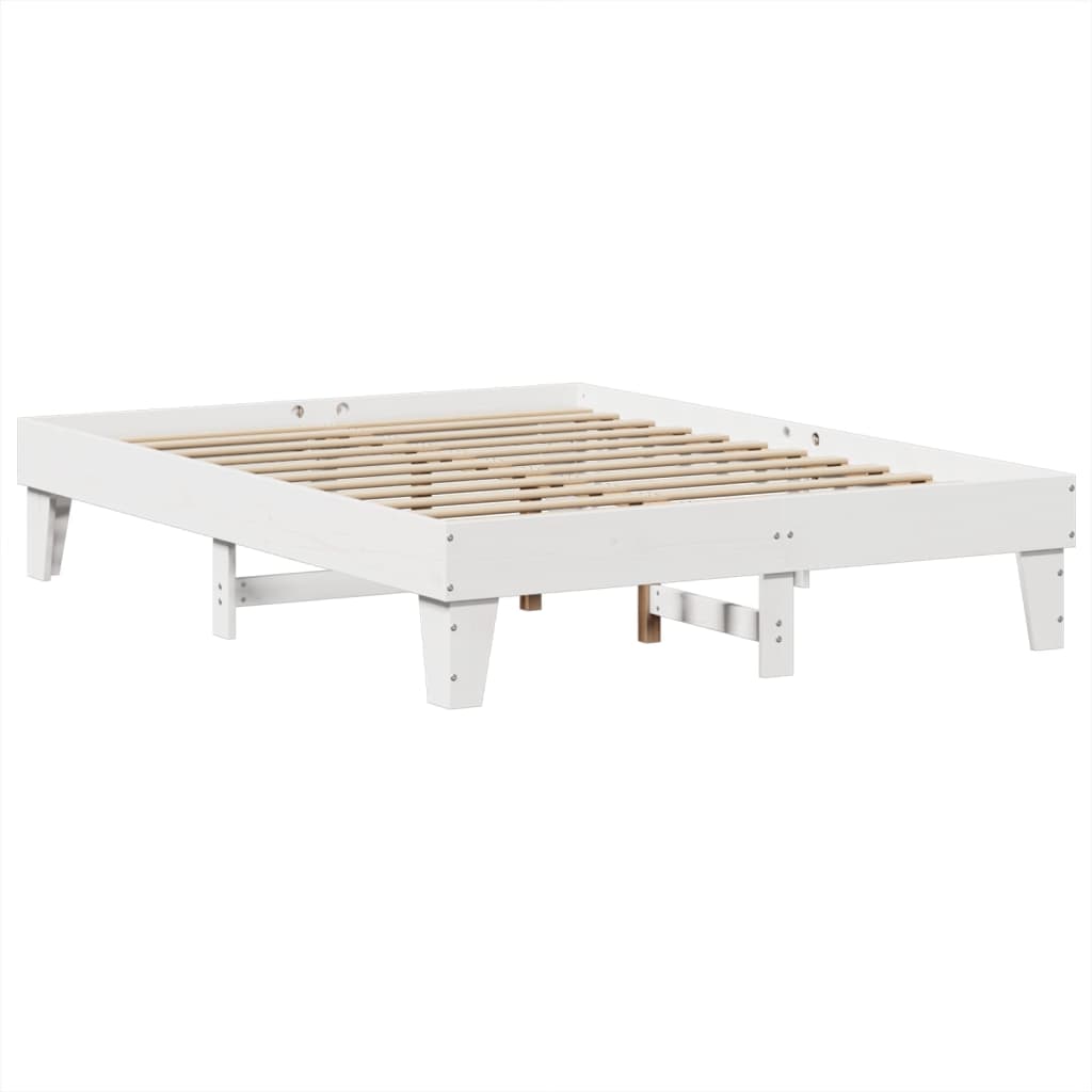 vidaXL Rama łóżka bez materaca, biała, 140x200 cm, lite drewno sosnowe